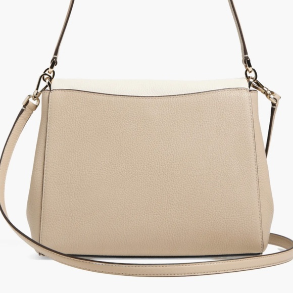Kate Spade Leila Colorblock Pebbled Leather Flap Shoulder Bag, Light Sand NWT - Picture 7 of 9